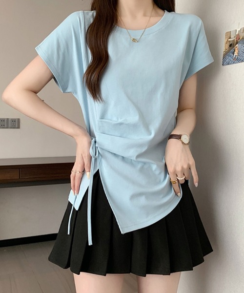 2ly2(トゥーリートゥー)の「サイドリボン アシンメトリートップス(Tシャツ/カットソー・レディース・ホワイト/ブルー/イエロー/ブラック・FREE)」の10枚目の写真