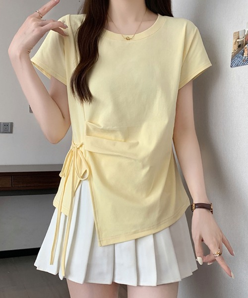 2ly2(トゥーリートゥー)の「サイドリボン アシンメトリートップス(Tシャツ/カットソー・レディース・ホワイト/ブルー/イエロー/ブラック・FREE)」の15枚目の写真