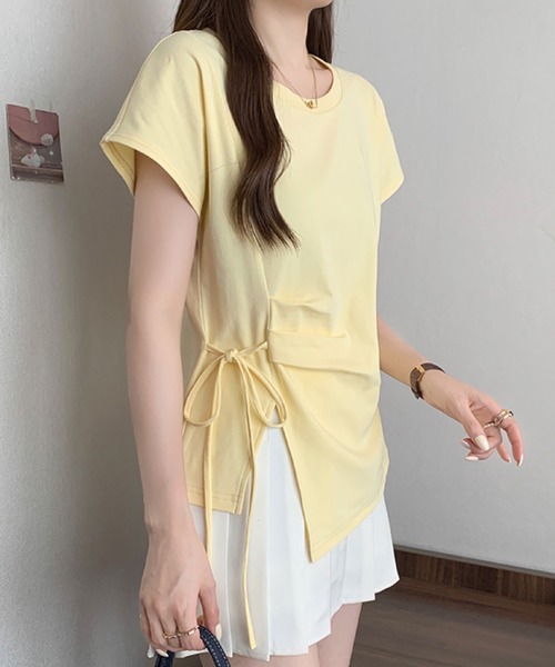 2ly2(トゥーリートゥー)の「サイドリボン アシンメトリートップス(Tシャツ/カットソー・レディース・ホワイト/ブルー/イエロー/ブラック・FREE)」の16枚目の写真