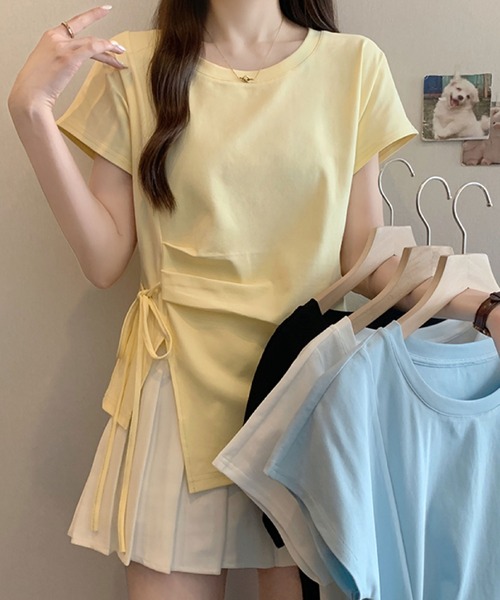 2ly2(トゥーリートゥー)の「サイドリボン アシンメトリートップス(Tシャツ/カットソー・レディース・ホワイト/ブルー/イエロー/ブラック・FREE)」の21枚目の写真