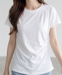デザインTシャツ 半袖 クルーネック アシンメトリー アシメ 変形 左右非対象カットソー トップス カジュアル モード 夏