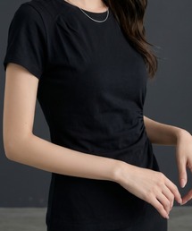 デザインTシャツ 半袖 クルーネック アシンメトリー アシメ 変形 左右非対象カットソー トップス カジュアル モード 夏