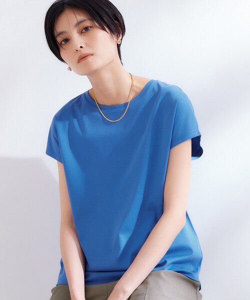 OPAQUE.CLIP(オペークドットクリップ)の「フレンチスリーブカットソー【洗濯機OK】(Tシャツ/カットソー・レディース・ホワイト/ブルー/ブラウン系その他/ブラック・36/38/42/40)」の4枚目の写真