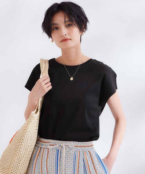 OPAQUE.CLIP(オペークドットクリップ)の「フレンチスリーブカットソー【洗濯機OK】(Tシャツ/カットソー・レディース・ホワイト/ブルー/ブラウン系その他/ブラック・36/38/42/40)」の11枚目の写真