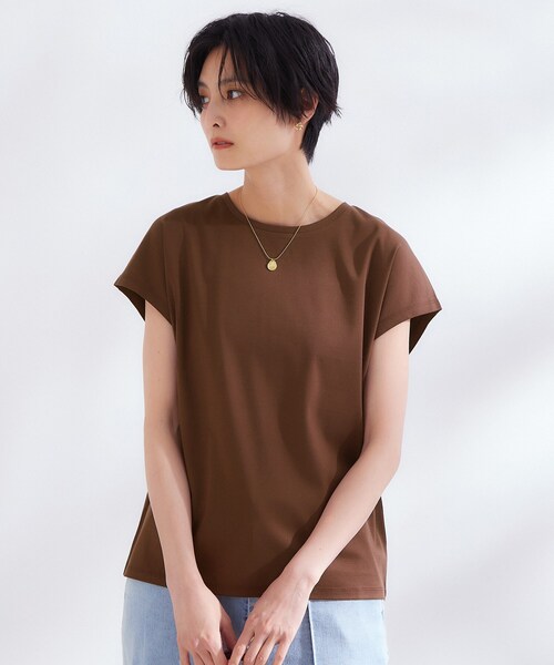 OPAQUE.CLIP(オペークドットクリップ)の「フレンチスリーブカットソー【洗濯機OK】(Tシャツ/カットソー・レディース・ホワイト/ブルー/ブラウン系その他/ブラック・36/38/42/40)」の7枚目の写真