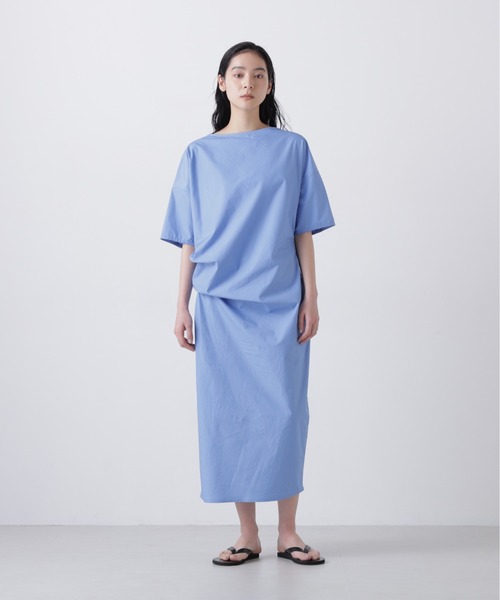 YLEVE(イレーヴ)の「YLEVE / FINX COTTON WEATHER ASYMMETRY ONE PIECE(ワンピース・レディース・ワイン系/ブラック/ブルー・0/1)」の1枚目の写真