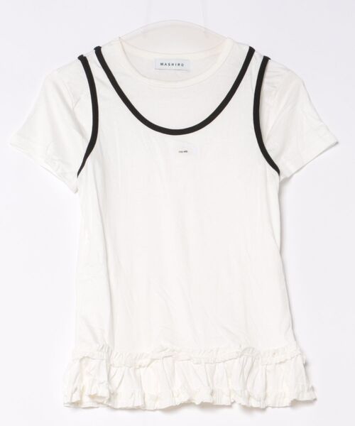 NO WAY(ノーウェイ)の「/Bz/レイヤードタンクトップTシャツ YOUARE TeeTankTop(MA/EK164)(Tシャツ/カットソー・レディース・ホワイト・FREE)」の1枚目の写真