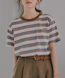 210nouve | 配色 マルチボーダー リンガー Tシャツ(Tシャツ/カットソー)