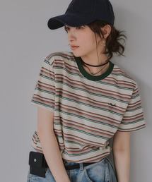 210nouve（トゥージュヌーブ）の「配色 マルチボーダー リンガー Tシャツ（Tシャツ/カットソー）」