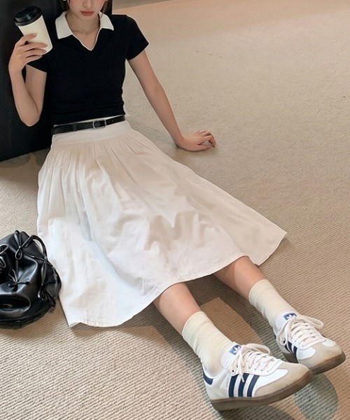 Mela（メラ）の「ミディアムフレアスカート（スカート・レディース・ホワイト/ブラック・L/M/S）」の9枚目の写真