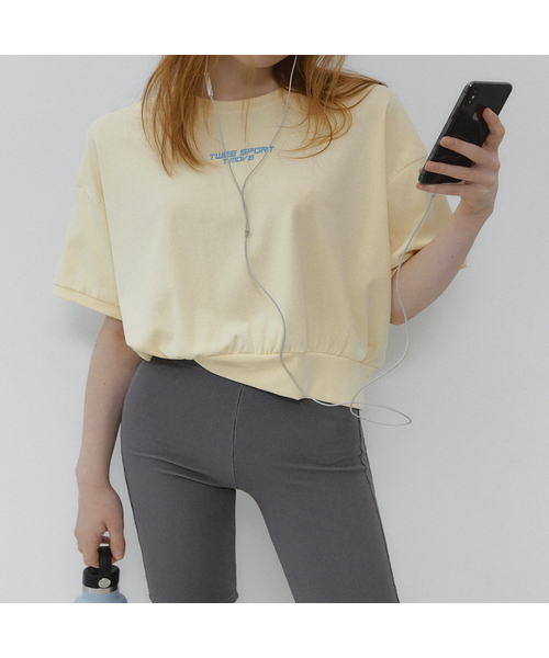 TWEE(トゥウィー)の「ムーブンプリンティングセミクロップ半袖Tシャツ(Tシャツ/カットソー・レディース・ライトグレー/パープル/ライトイエロー・FREE)」の1枚目の写真