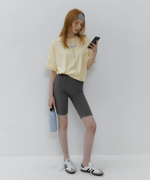 TWEE(トゥウィー)の「ムーブンプリンティングセミクロップ半袖Tシャツ(Tシャツ/カットソー・レディース・ライトグレー/パープル/ライトイエロー・FREE)」の8枚目の写真