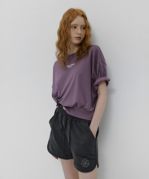 TWEE(トゥウィー)の「ムーブンプリンティングセミクロップ半袖Tシャツ(Tシャツ/カットソー・レディース・ライトグレー/パープル/ライトイエロー・FREE)」の9枚目の写真