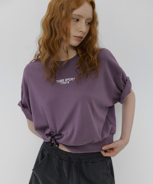 TWEE(トゥウィー)の「ムーブンプリンティングセミクロップ半袖Tシャツ(Tシャツ/カットソー・レディース・ライトグレー/パープル/ライトイエロー・FREE)」の11枚目の写真