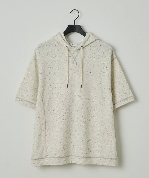 COLONY 2139(コロニートゥーワンスリーナイン)の「ネップリラックス半袖パーカー(Tシャツ/カットソー・メンズ・アイボリー/ブラック・LARGE/MEDIUM)」の1枚目の写真