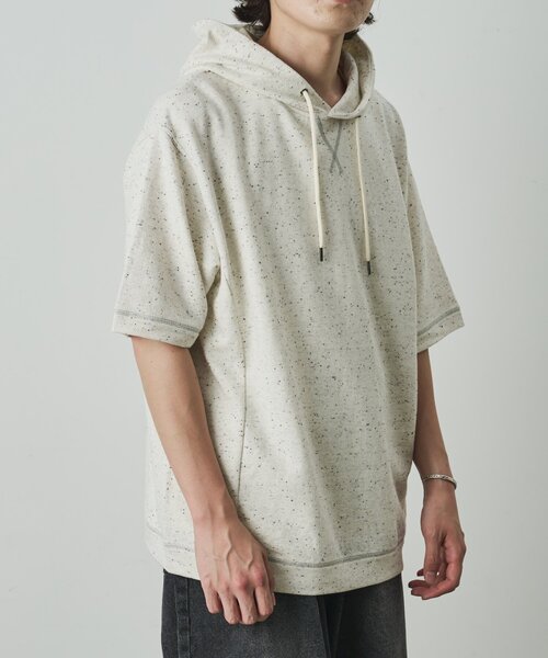 COLONY 2139(コロニートゥーワンスリーナイン)の「ネップリラックス半袖パーカー(Tシャツ/カットソー・メンズ・アイボリー/ブラック・LARGE/MEDIUM)」の3枚目の写真