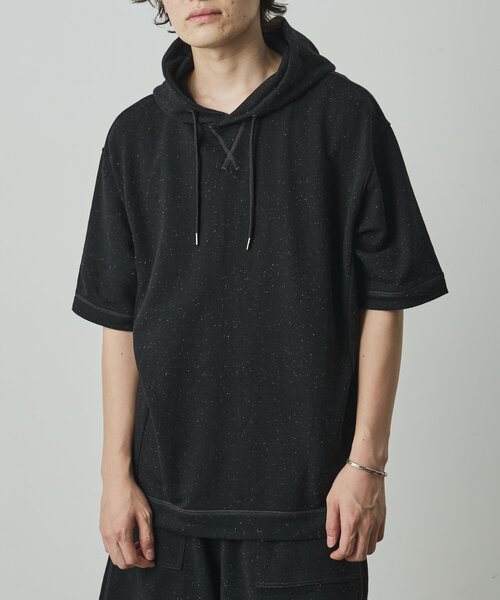 COLONY 2139(コロニートゥーワンスリーナイン)の「ネップリラックス半袖パーカー(Tシャツ/カットソー・メンズ・アイボリー/ブラック・LARGE/MEDIUM)」の9枚目の写真