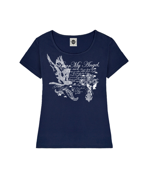 PRIMATE(プライメイト)の「DEAR ANGEL レディース Uネックスリムフィット半袖Tシャツ 8 COLORS(Tシャツ/カットソー・レディース・ミント/ダークグレー/ブラック/ピンク/ネイビー/ホワイト×ピンク/ホワイト×ブルー/ホワイト・SMALL/MEDIUM)」の7枚目の写真