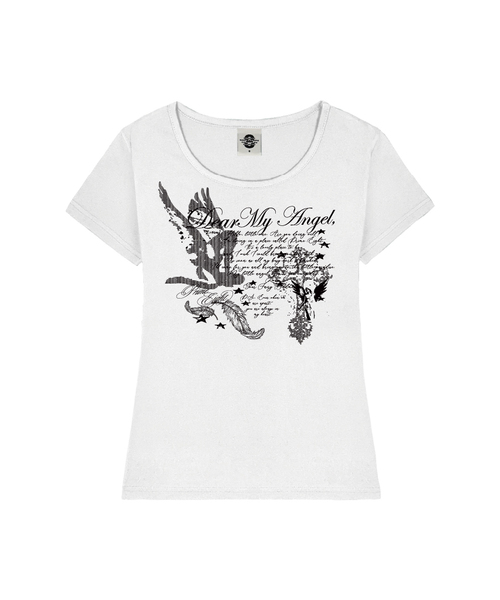 PRIMATE(プライメイト)の「DEAR ANGEL レディース Uネックスリムフィット半袖Tシャツ 8 COLORS(Tシャツ/カットソー・レディース・ミント/ダークグレー/ブラック/ピンク/ネイビー/ホワイト×ピンク/ホワイト×ブルー/ホワイト・SMALL/MEDIUM)」の1枚目の写真