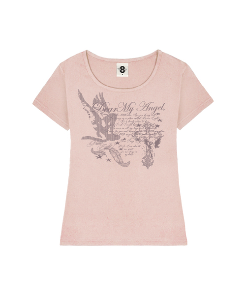 PRIMATE(プライメイト)の「DEAR ANGEL レディース Uネックスリムフィット半袖Tシャツ 8 COLORS(Tシャツ/カットソー・レディース・ミント/ダークグレー/ブラック/ピンク/ネイビー/ホワイト×ピンク/ホワイト×ブルー/ホワイト・SMALL/MEDIUM)」の8枚目の写真