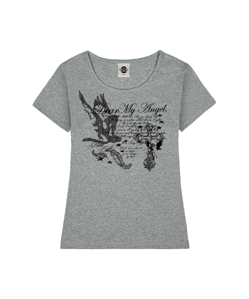 PRIMATE(プライメイト)の「DEAR ANGEL レディース Uネックスリムフィット半袖Tシャツ 8 COLORS(Tシャツ/カットソー・レディース・ミント/ダークグレー/ブラック/ピンク/ネイビー/ホワイト×ピンク/ホワイト×ブルー/ホワイト・SMALL/MEDIUM)」の5枚目の写真