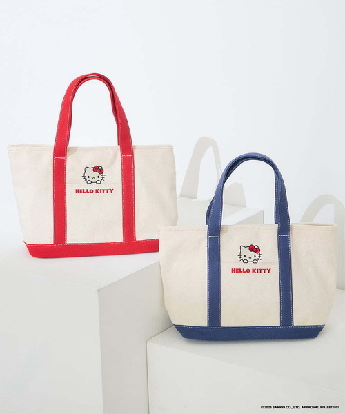 a.v.v(アーヴェヴェ)の「HELLO KITTY 刺繍キャンバスバッグ(トートバッグ・レディース・ネイビー/レッド・38)」の2枚目の写真
