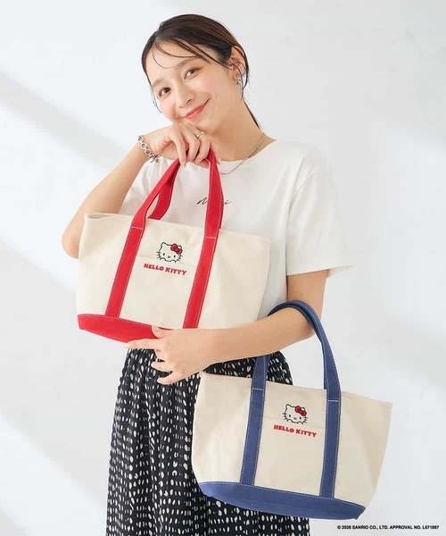 a.v.v(アーヴェヴェ)の「HELLO KITTY 刺繍キャンバスバッグ(トートバッグ・レディース・ネイビー/レッド・38)」の7枚目の写真