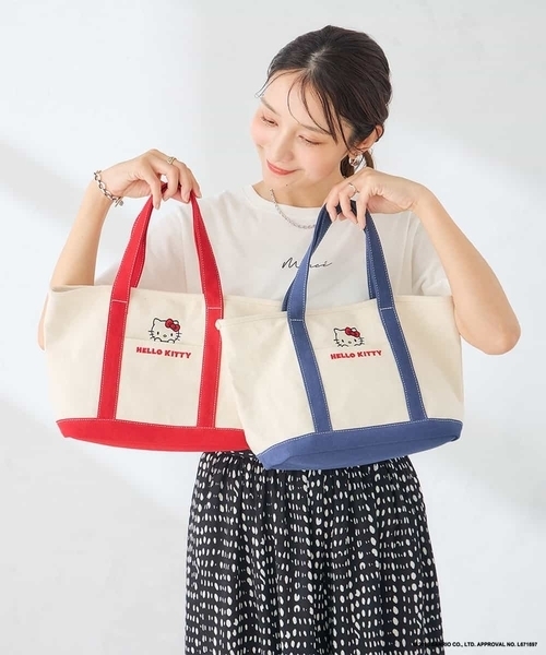 a.v.v(アーヴェヴェ)の「HELLO KITTY 刺繍キャンバスバッグ(トートバッグ・レディース・ネイビー/レッド・38)」の8枚目の写真