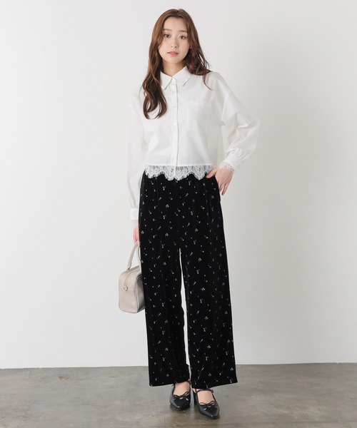 Honeys(ハニーズ)の「レース付ショート丈シャツ(シャツ/ブラウス・レディース・アイボリー/ブルー/ブルー系その他3・L/S/M/LL)」の4枚目の写真