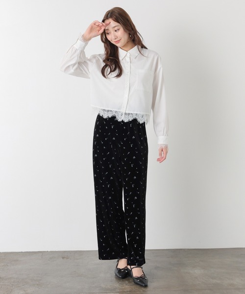 Honeys(ハニーズ)の「レース付ショート丈シャツ(シャツ/ブラウス・レディース・アイボリー/ブルー/ブルー系その他3・L/S/M/LL)」の5枚目の写真