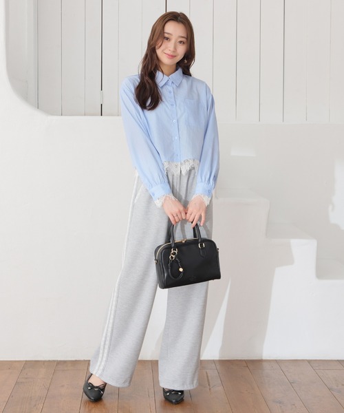 Honeys(ハニーズ)の「レース付ショート丈シャツ(シャツ/ブラウス・レディース・アイボリー/ブルー/ブルー系その他3・L/S/M/LL)」の10枚目の写真