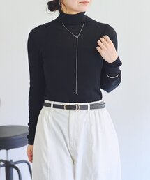 強撚コットンハイネックニット