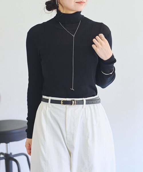 BEARDSLEY(ビアズリー)の「強撚コットンハイネックニット(ニット/セーター・レディース・ネイビー/ブラック/グレー/アイボリー・FREE)」の4枚目の写真