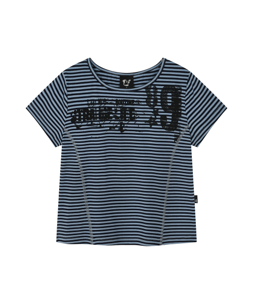 LMR（エルエムアール）の「ストライプスリム半袖TシャツBLUE（Tシャツ/カットソー・レディース・ブルー・SMALL/MEDIUM）」の4枚目の写真