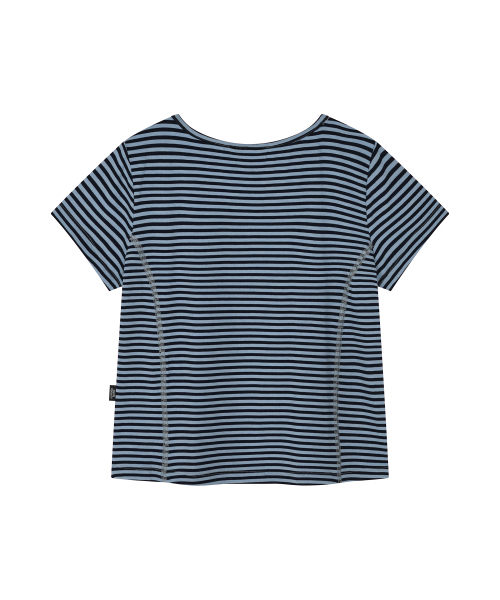 LMR（エルエムアール）の「ストライプスリム半袖TシャツBLUE（Tシャツ/カットソー・レディース・ブルー・SMALL/MEDIUM）」の5枚目の写真
