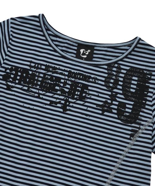 LMR（エルエムアール）の「ストライプスリム半袖TシャツBLUE（Tシャツ/カットソー・レディース・ブルー・SMALL/MEDIUM）」の6枚目の写真