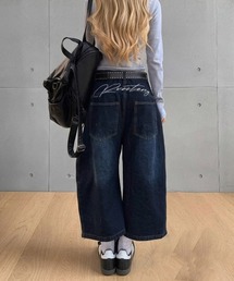 刺しゅうロゴ バルーンワイドデニムパンツ