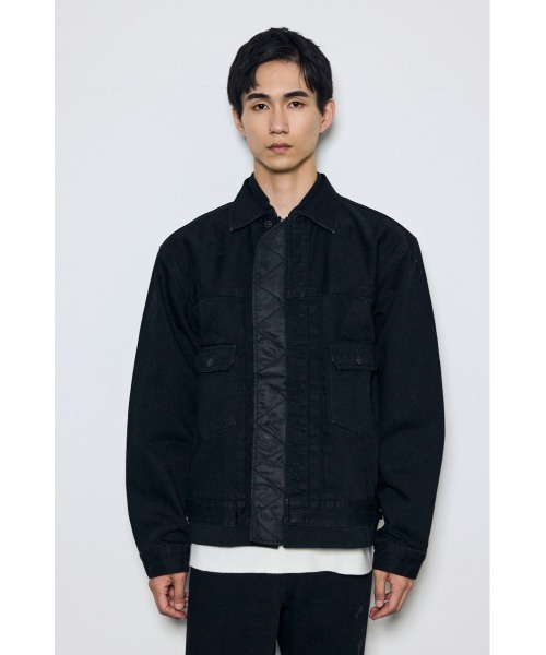 AZUL by moussy(アズールバイマウジー)の「【セットアップ対応】異素材デニムジャケット 秋服 冬服(デニムジャケット・メンズ・ブルー/ブラック・LARGE/MEDIUM)」の7枚目の写真