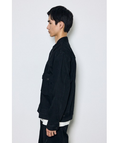 AZUL by moussy(アズールバイマウジー)の「【セットアップ対応】異素材デニムジャケット 秋服 冬服(デニムジャケット・メンズ・ブルー/ブラック・LARGE/MEDIUM)」の9枚目の写真