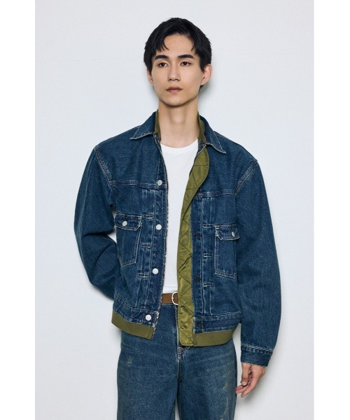 AZUL by moussy(アズールバイマウジー)の「【セットアップ対応】異素材デニムジャケット 秋服 冬服(デニムジャケット・メンズ・ブルー/ブラック・LARGE/MEDIUM)」の19枚目の写真