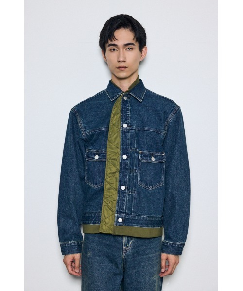 AZUL by moussy(アズールバイマウジー)の「【セットアップ対応】異素材デニムジャケット 秋服 冬服(デニムジャケット・メンズ・ブルー/ブラック・LARGE/MEDIUM)」の22枚目の写真
