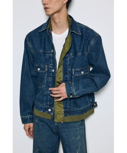 AZUL by moussy(アズールバイマウジー)の「【セットアップ対応】異素材デニムジャケット 秋服 冬服(デニムジャケット・メンズ・ブルー/ブラック・LARGE/MEDIUM)」の17枚目の写真