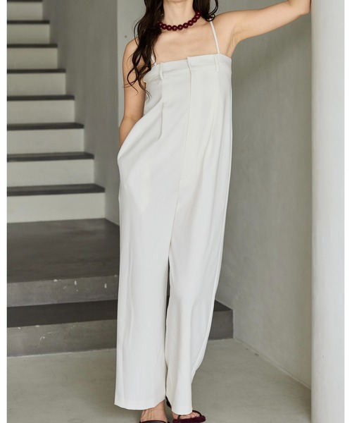 BIRTHDAY BASH（バースデイバッシュ）の「SLACKS SALOPETTE PANTS(スラックスサロペットパンツ)（サロペット/オーバーオール・レディース・ホワイト/ブラック・S/M）」の2枚目の写真