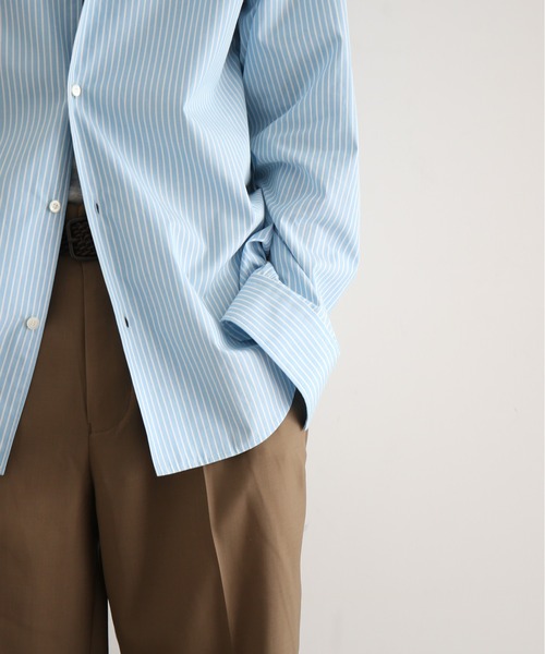 OLD FOLK HOUSE（オールドフォークハウス）の「OLD FOLK HOUSE Cotton poplin striped classic shirt（シャツ/ブラウス・メンズ・ブルー・2）」の3枚目の写真