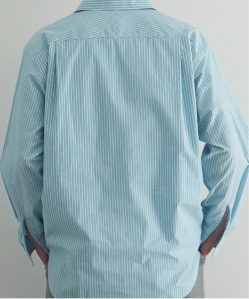 OLD FOLK HOUSE（オールドフォークハウス）の「OLD FOLK HOUSE Cotton poplin striped classic shirt（シャツ/ブラウス・メンズ・ブルー・2）」の5枚目の写真