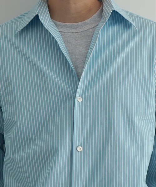 OLD FOLK HOUSE（オールドフォークハウス）の「OLD FOLK HOUSE Cotton poplin striped classic shirt（シャツ/ブラウス・メンズ・ブルー・2）」の6枚目の写真