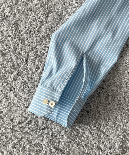 OLD FOLK HOUSE（オールドフォークハウス）の「OLD FOLK HOUSE Cotton poplin striped classic shirt（シャツ/ブラウス・メンズ・ブルー・2）」の9枚目の写真