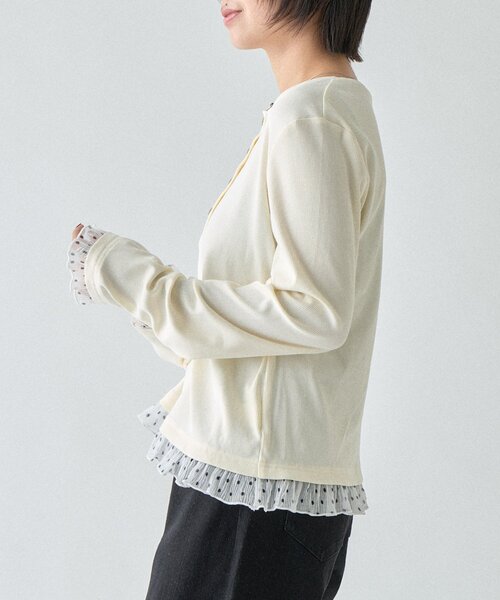 goocy（グーシー）の「テレコ×ドットヘンリーネックトップス（Tシャツ/カットソー・レディース・ブラック/ホワイト/ブラウン・FREE）」の8枚目の写真
