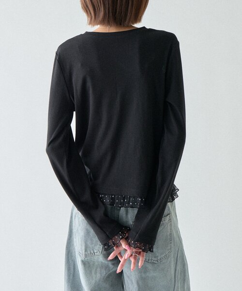 goocy（グーシー）の「テレコ×ドットヘンリーネックトップス（Tシャツ/カットソー・レディース・ブラック/ホワイト/ブラウン・FREE）」の18枚目の写真