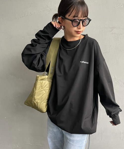 +phenix（プラスフェニックス）の「[＋phenix/プラスフェニックス] 別注 ワンポイント刺繍ロゴ ドローコードロンT（Tシャツ/カットソー・メンズ・ホワイト/ブラック/グレイッシュベージュ・M/L/XL）」の9枚目の写真
